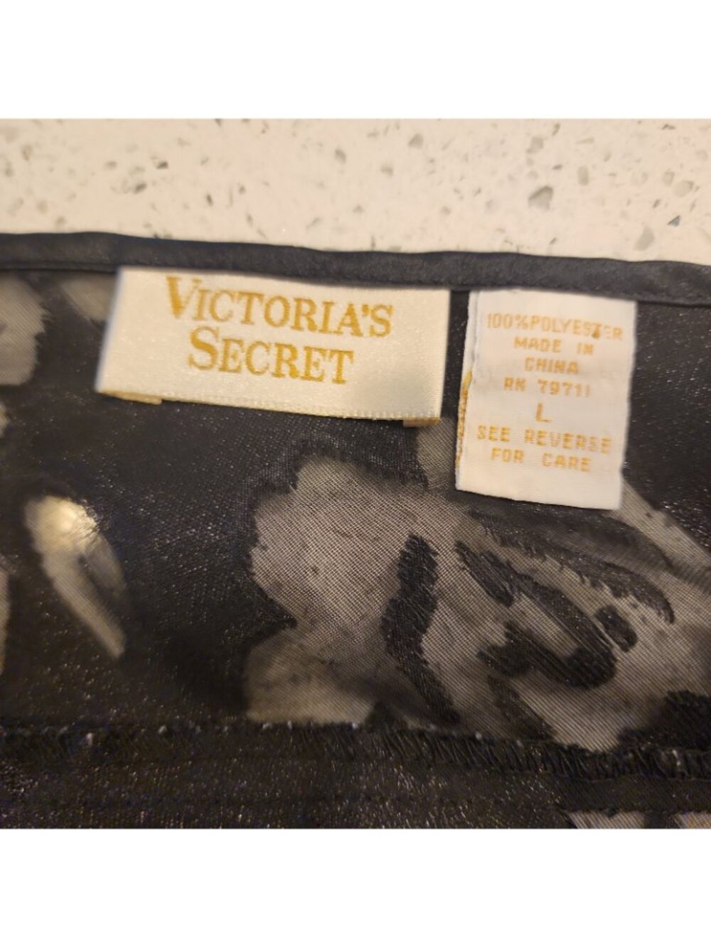 Vintage Victoria's Secret Maxi Gown Women's Large Black Burnout Floral 90s - Picture 4 of 5